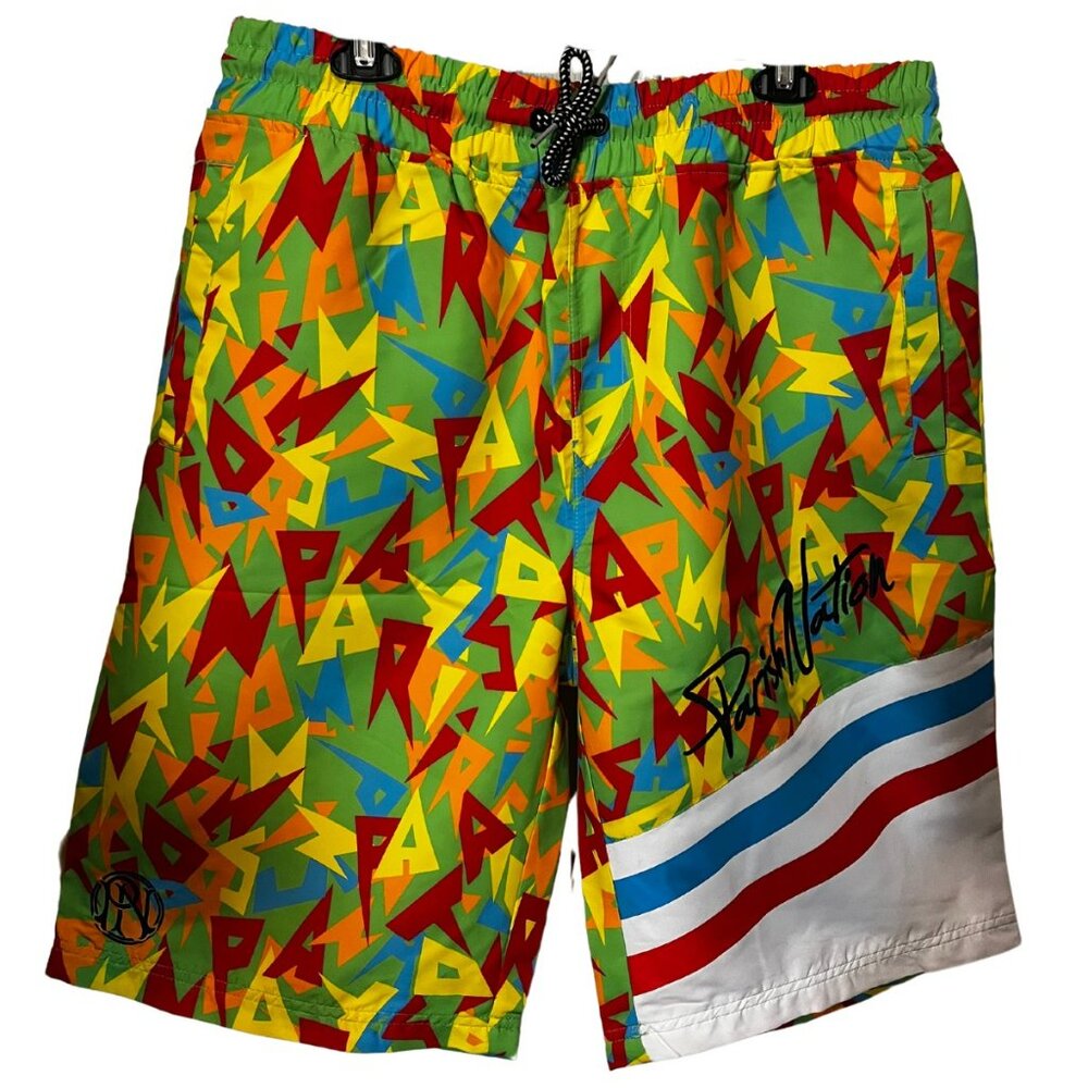 NEW- Parish Nation Spell Out Men's Swim Trunks Size XL & 3XL